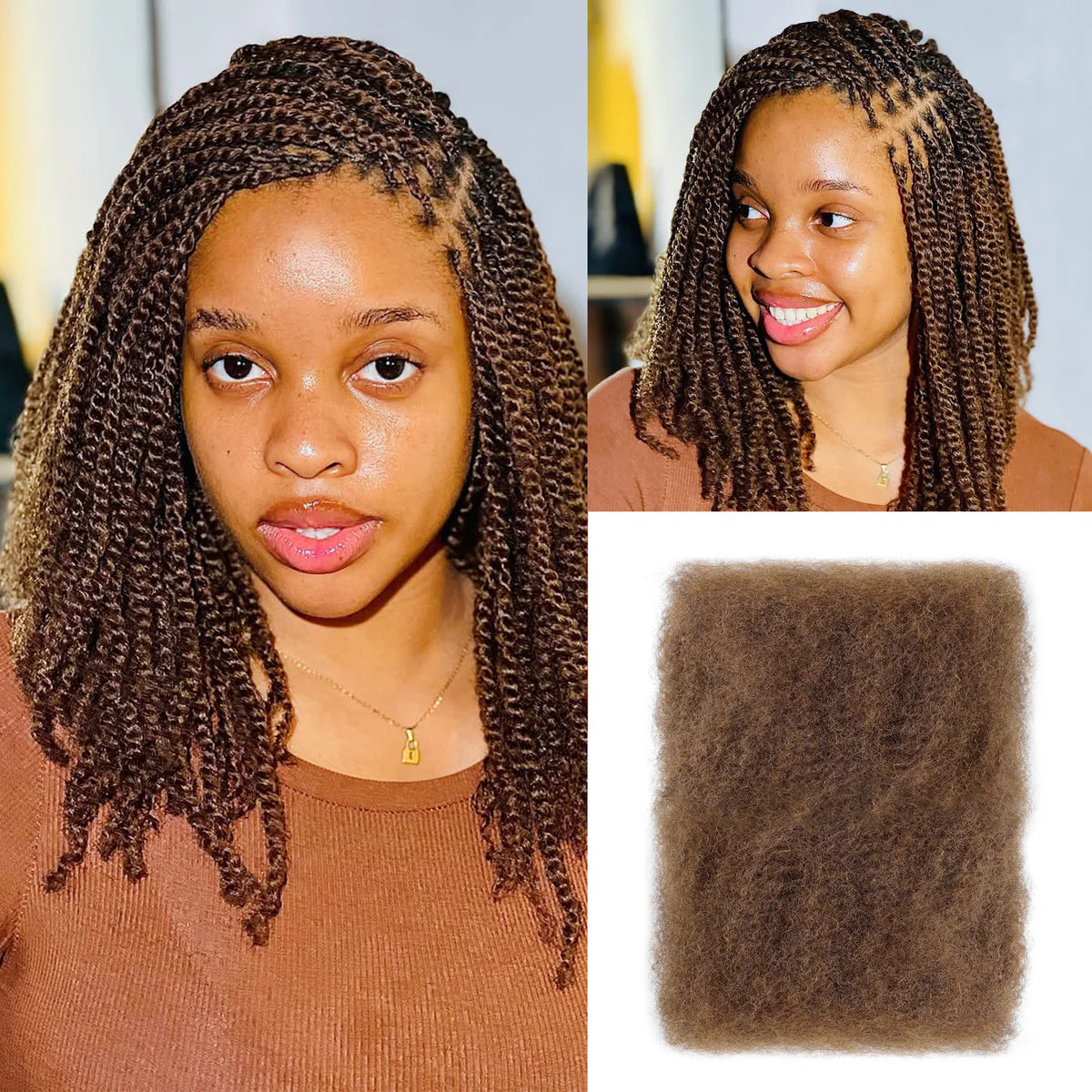 AFRO KINKY HAIR BULK Brown 50g